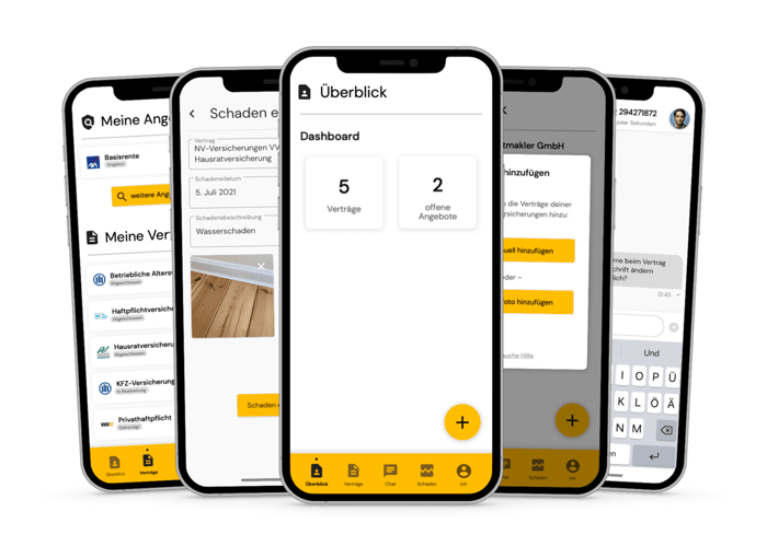 Die Kunden-App Insurgo auf mehreren Smartphones